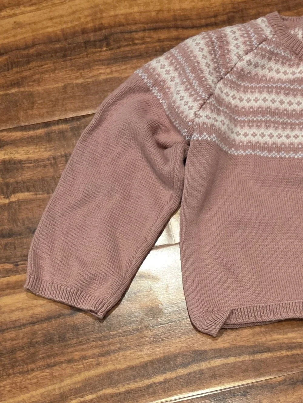 Janie and Jack EUC 18-24 Months Pink Fair Isle Sweater & Pants Set, Bodysuit